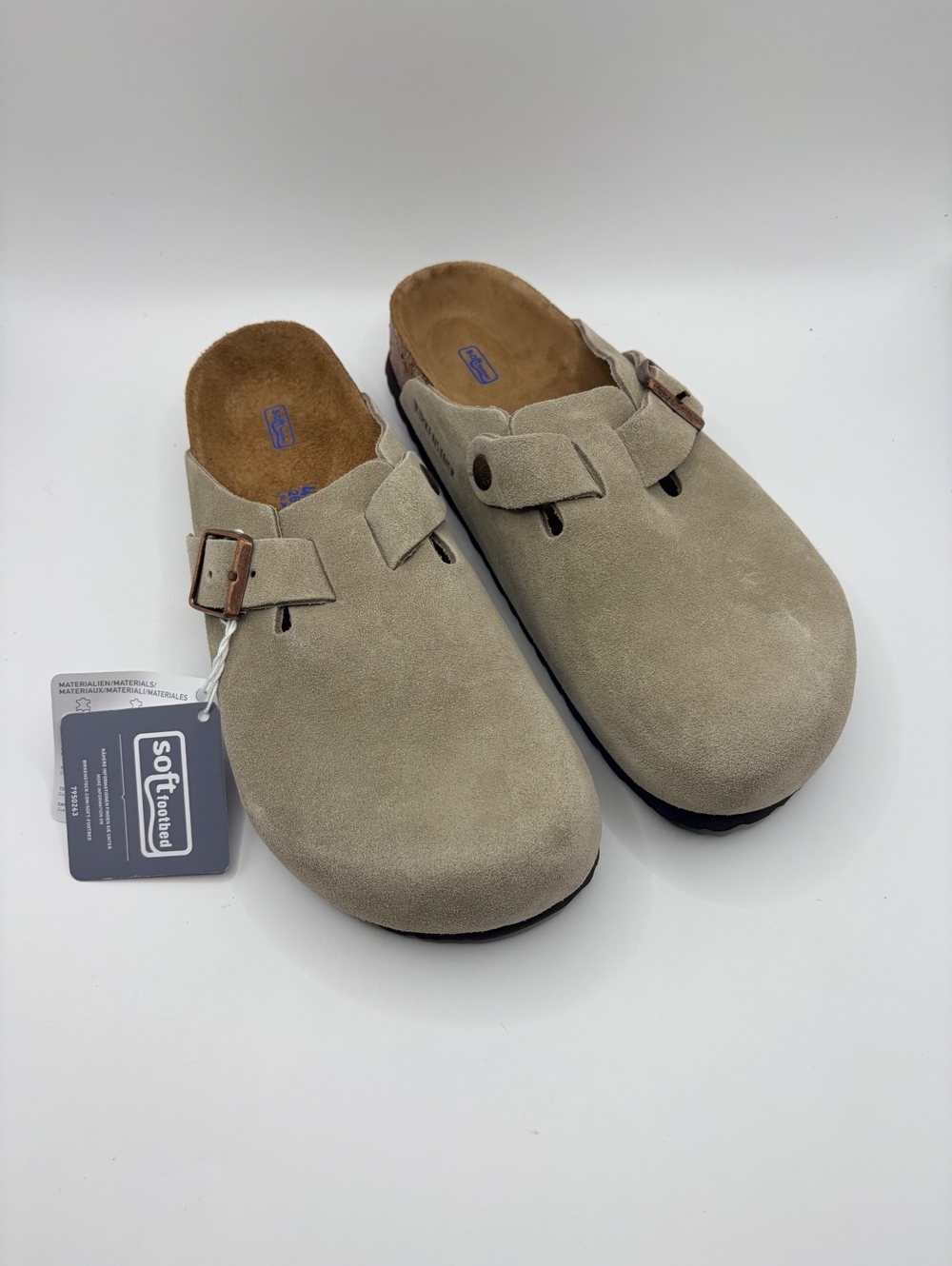 Birkenstock Boston Soft Footbed clogs in Taupe suede size 41 / 10 Women